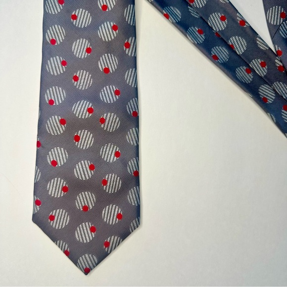 Vintage GIVENCHY MONSIEUR Gray Abstracted Olive Patterned Classic Silk Tie, - Picture 7 of 7